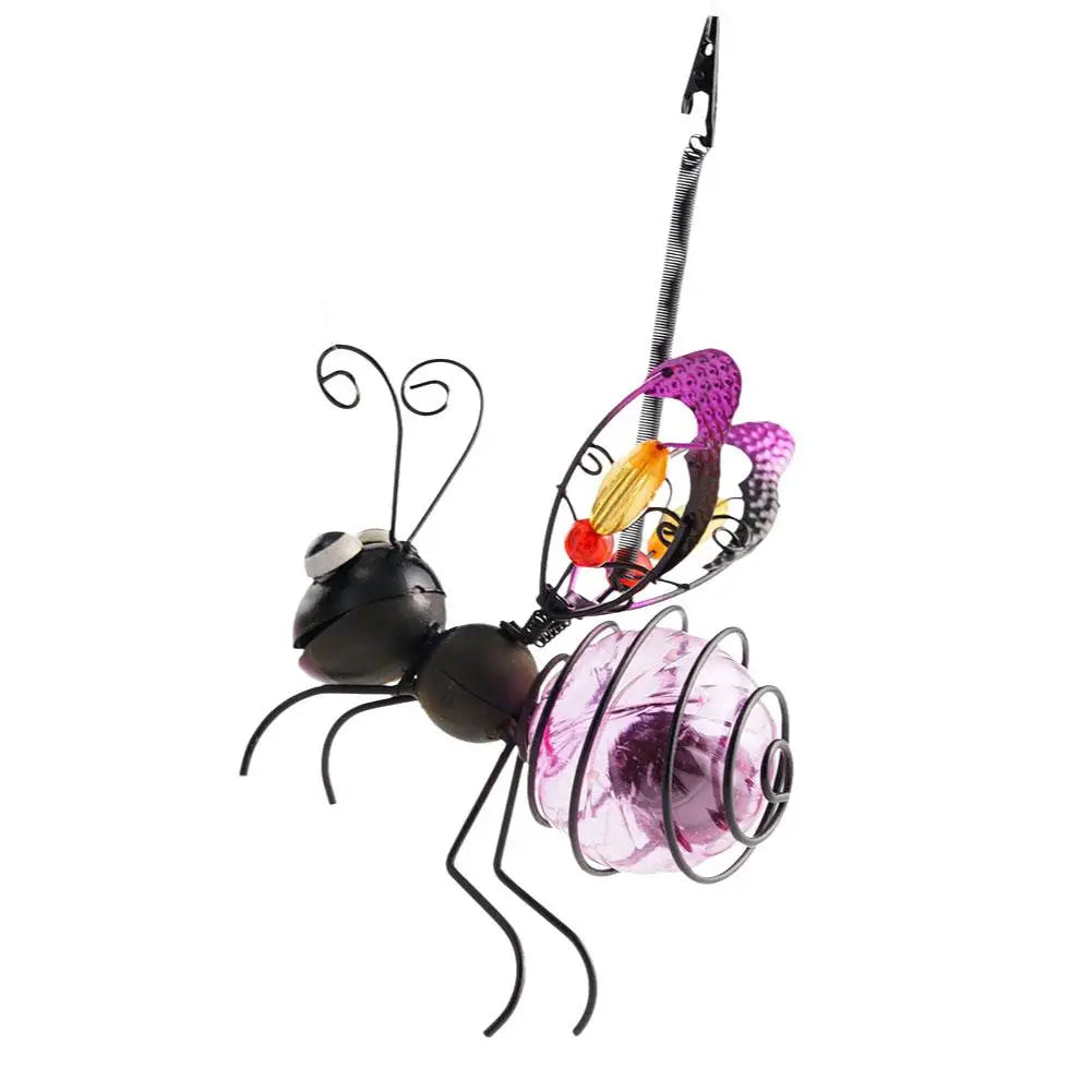 Solar Iron Insect Statue LED Fairy Light Outdoor Garden Decor