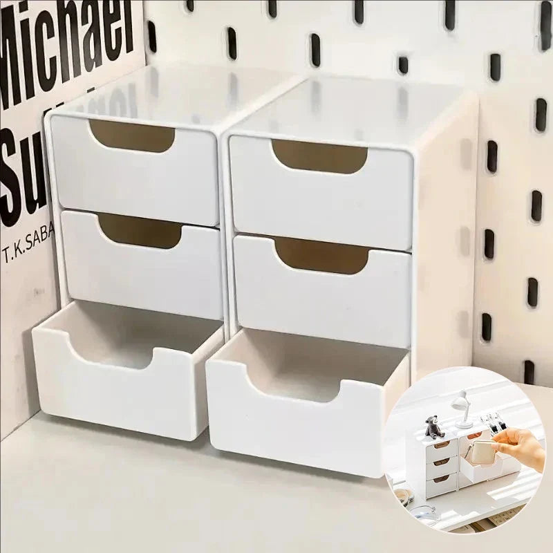 1 3-Tier Desktop Organizer Drawers Plastic Storage Box Stationery
