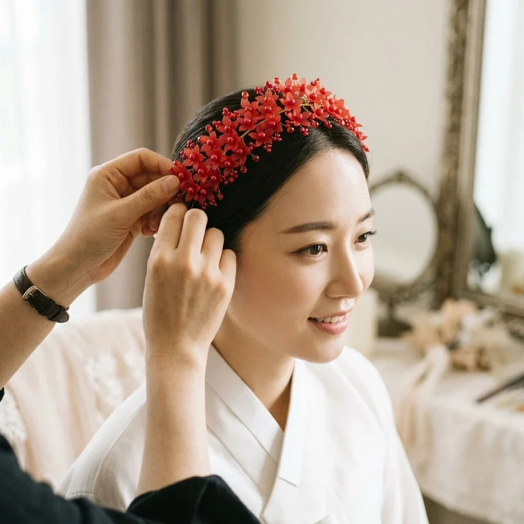 Crystal Pearl Floral Bridal Headpiece | Wedding Hair Accessory