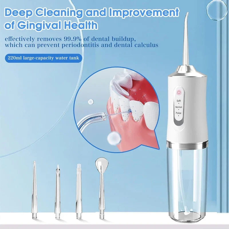 IPX7 Cordless Water Flosser | 3 Modes USB Rechargeable Irrigator