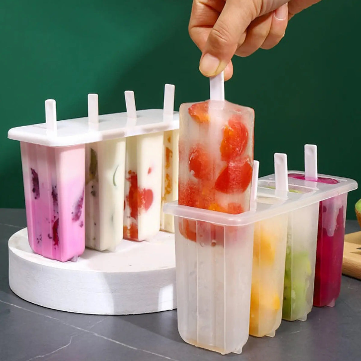 4-Cavity Popsicle Mold with Lid – DIY Ice Cream & Ice Pop Maker