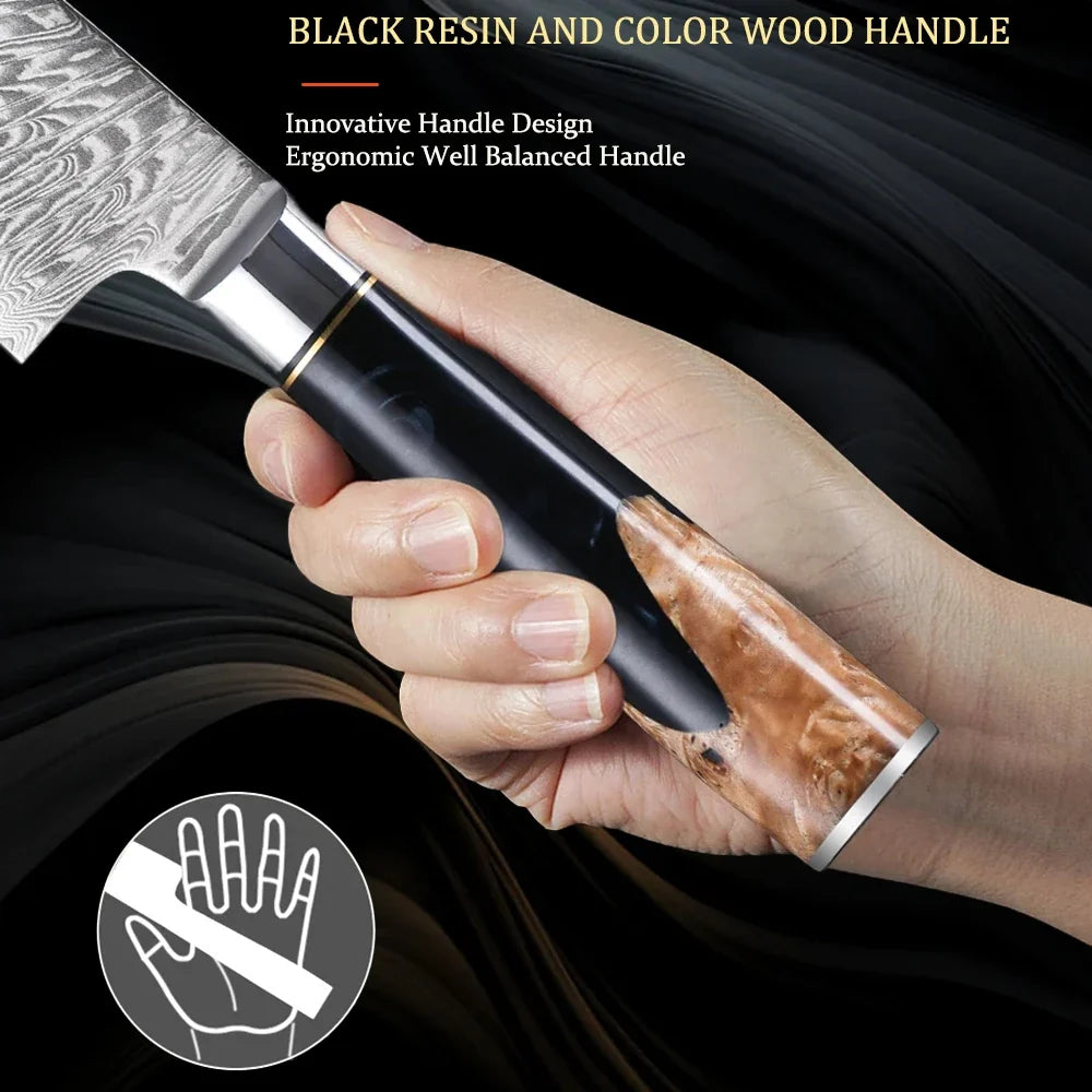 67-Layer Damascus Steel Chef Knife – Kitchen Cleaver Blade