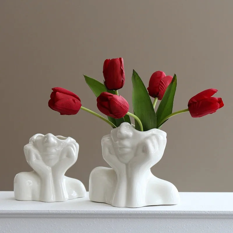 2026 Resin Vase Gold White Black Human Body Shaping Art Flower