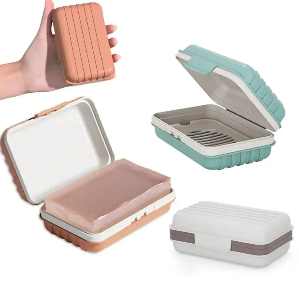 Compact Soap Dish Lid Keeps Dry Bathroom Travel Home Essentials
