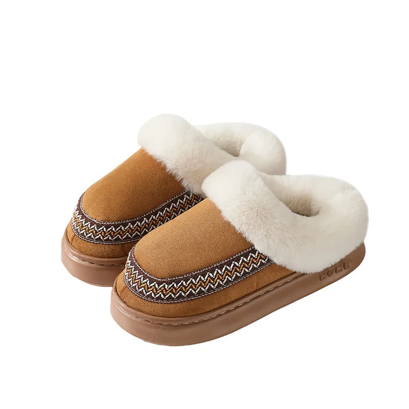 Winter Plush Slip-On Slippers – Warm Indoor Outdoor House Shoes