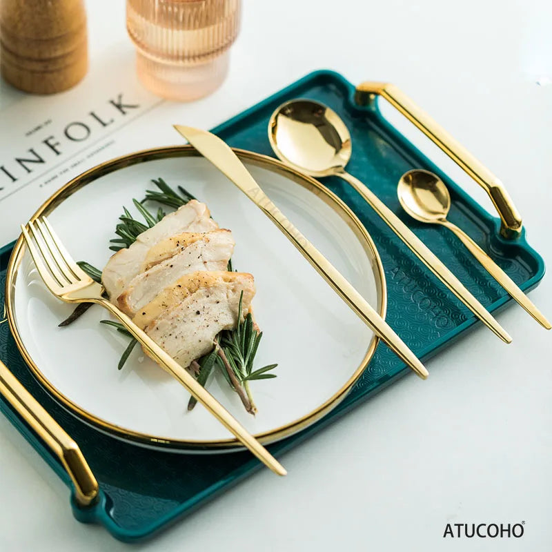 24-Piece Gold Stainless Steel Cutlery Set for 6 | Gift Box