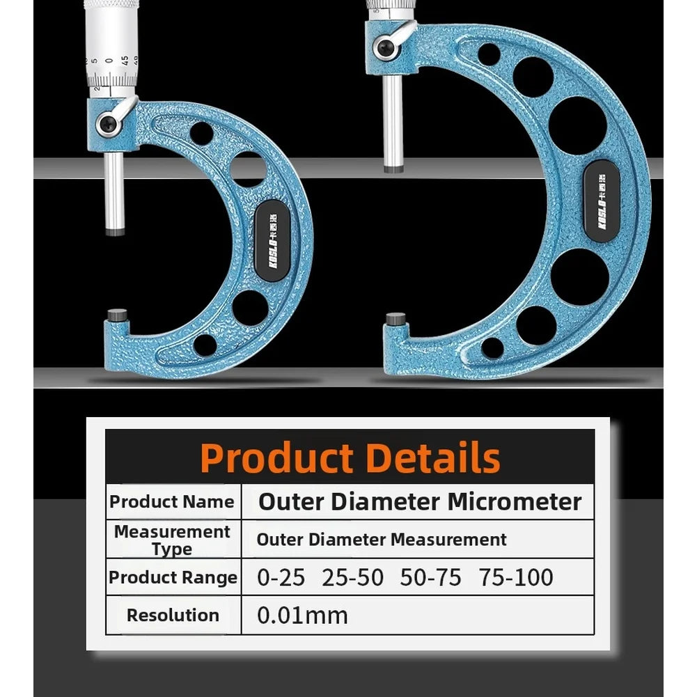 Outside Micrometer 0–75mm | 0.01mm Precision Gauging Tool