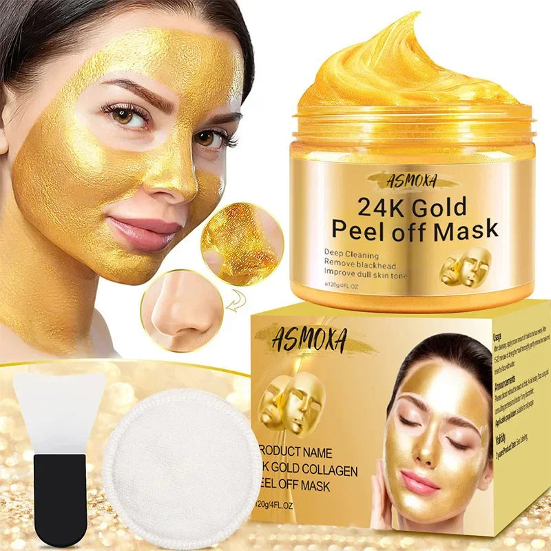 24K Gold Peel-Off Facial Mask – Deep Cleansing & Moisturizing