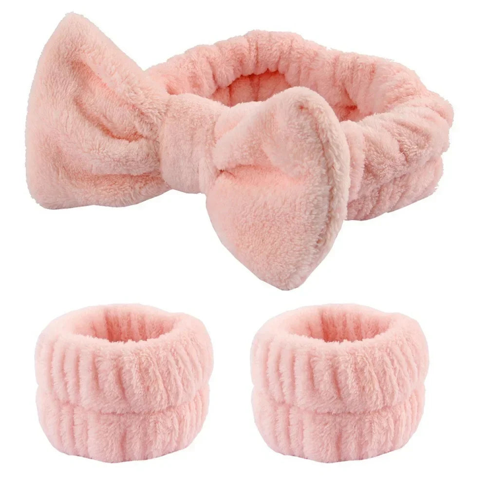 Cute Plush Wristband Hair Tie Makeup Mask Moisture Proof Sleeve Cover