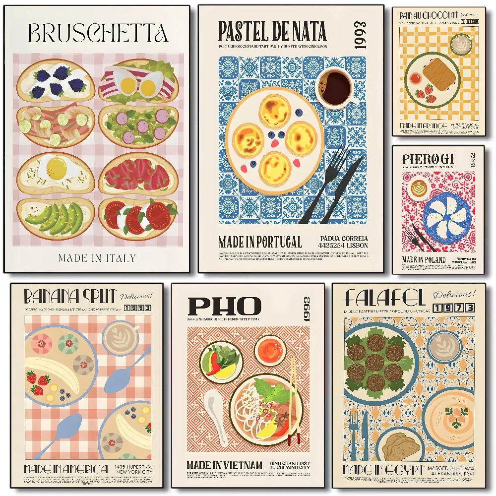 Retro Japanese & Korean Food Poster – Waterproof PVC Wall Art
