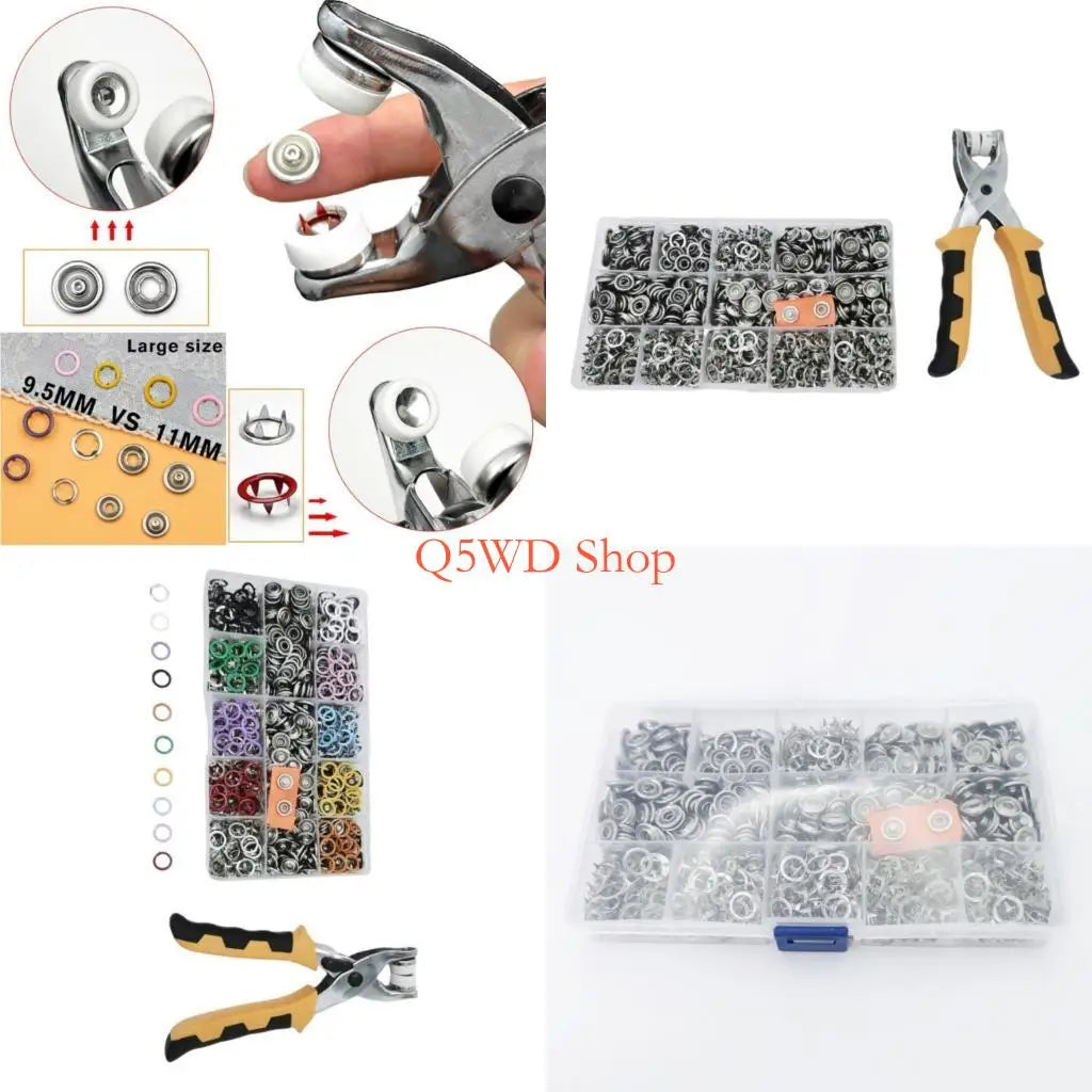 200-Set Metal Snap Fasteners & Installation Plier – DIY Kit