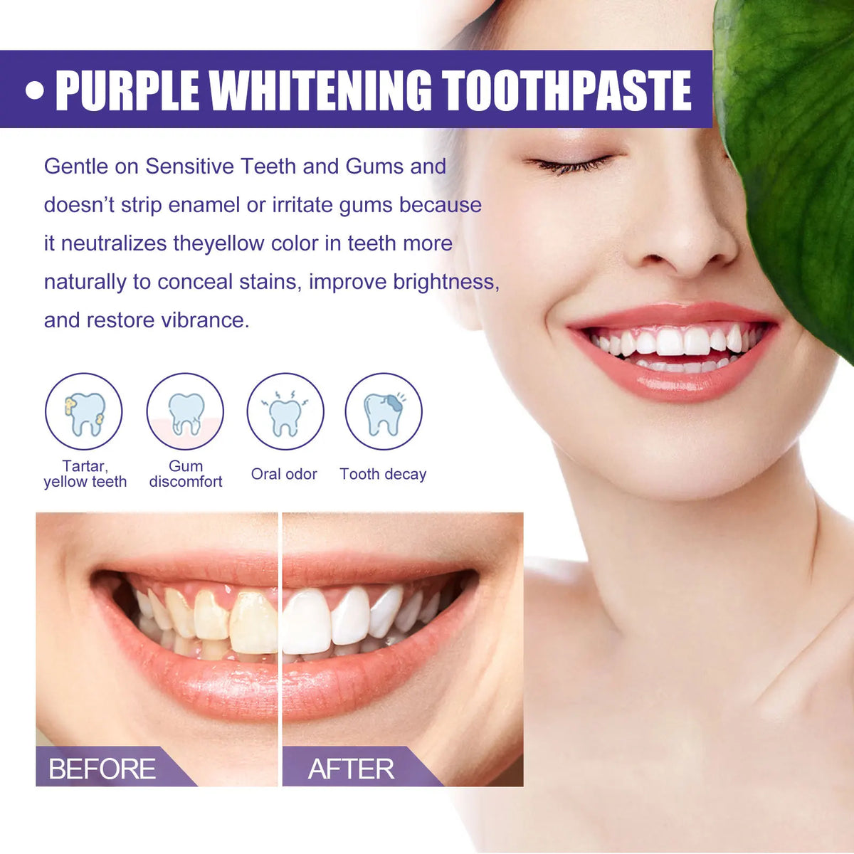 V34 Purple Toothpaste – Whitening, Tartar & Fresh Breath