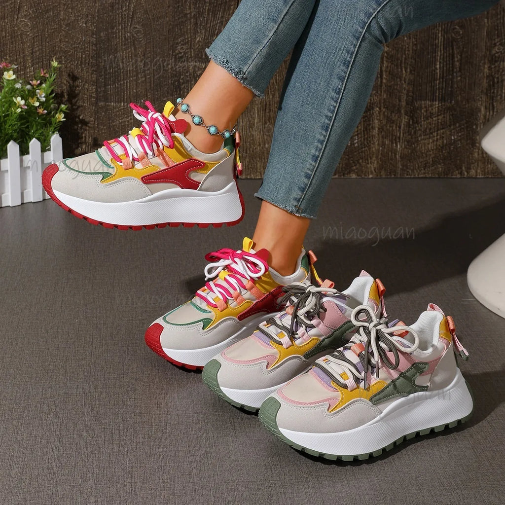 Women's Thick Sole Sneakers – Breathable Height Boost Casual Shoes