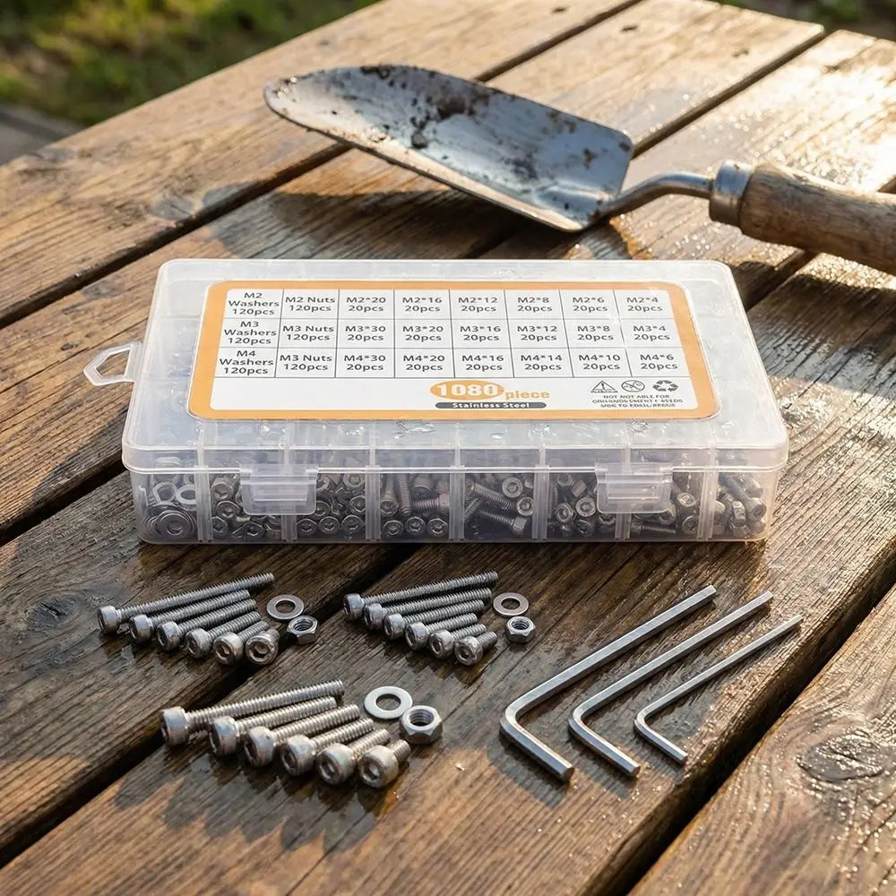 1080-Pc M2 M3 M4 Hex Socket Screws Nuts Washers Kit