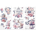 Vintage Peonies Rub-On Transfer Decals 6×12" – 3 Pack