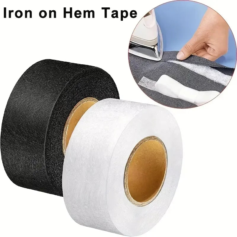 Iron-On Hem Tape 2 Rolls – Black & White Fusible Fabric Bond