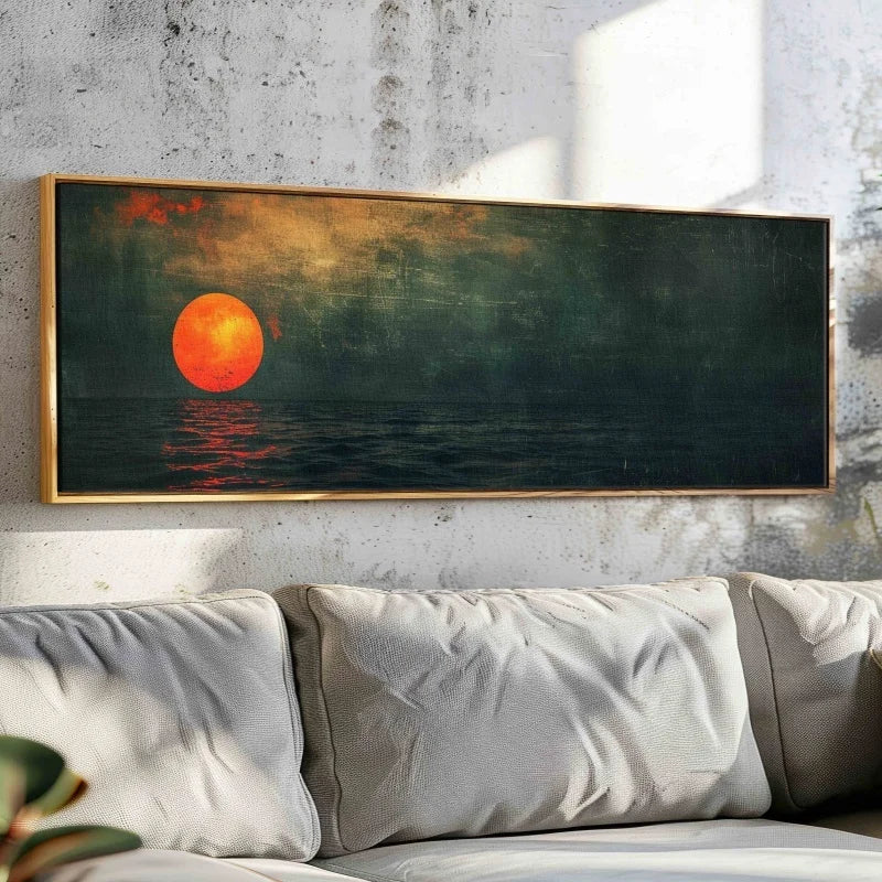 Sunset Ocean Boho Canvas Wall Art | Unframed Horizontal Print
