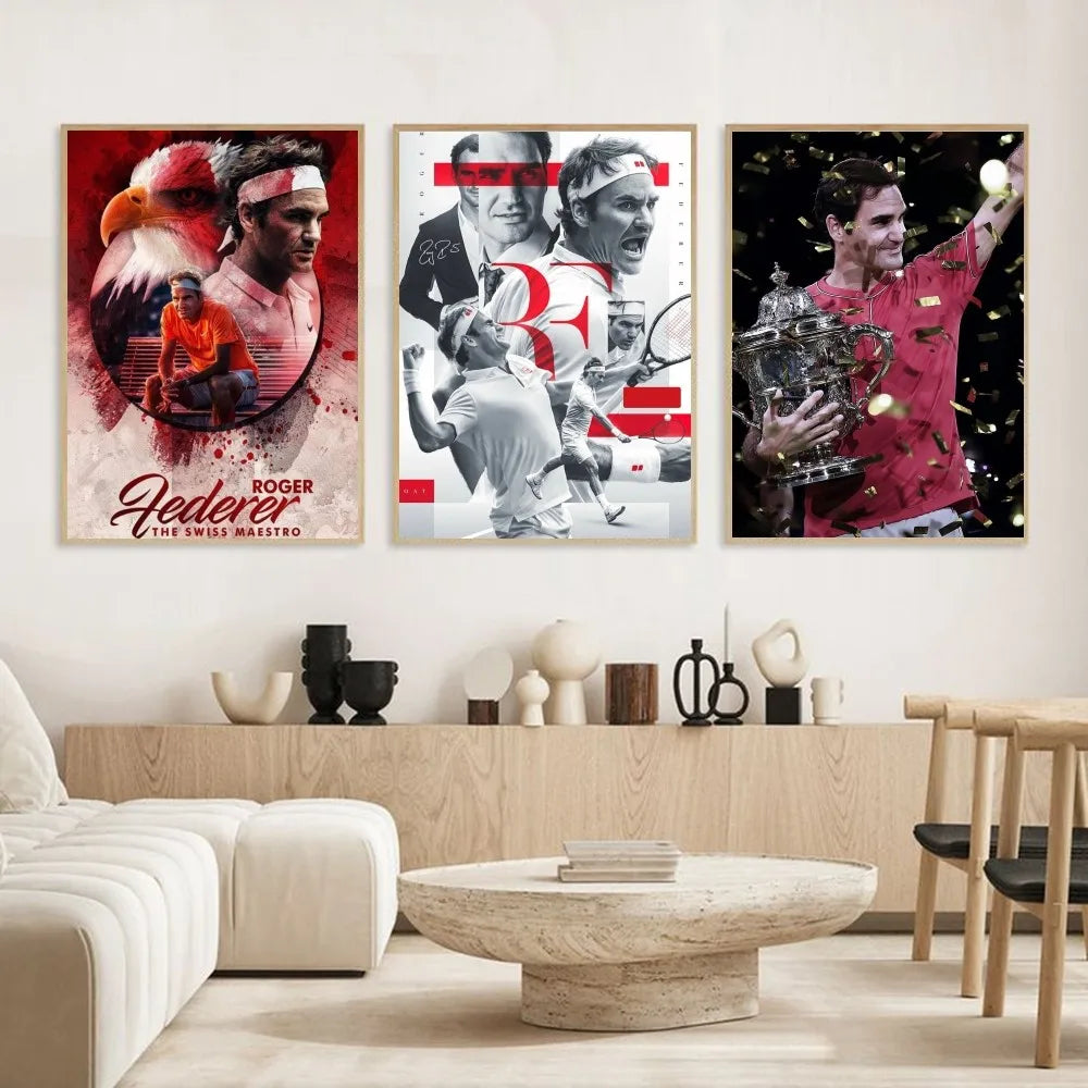 Roger Federer HD Wall Poster – Waterproof PVC Sticky Decor