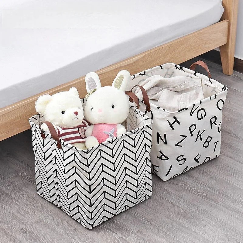 Foldable Cotton Linen Laundry Basket & Storage Organizer Bin