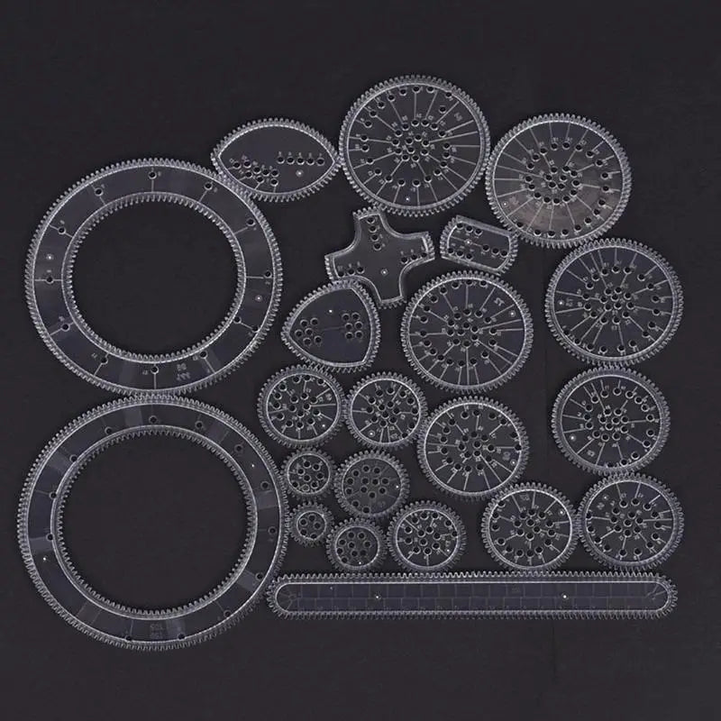 22-Piece Spiral Drawing Ruler Set – Flower Curve Stencil Kit