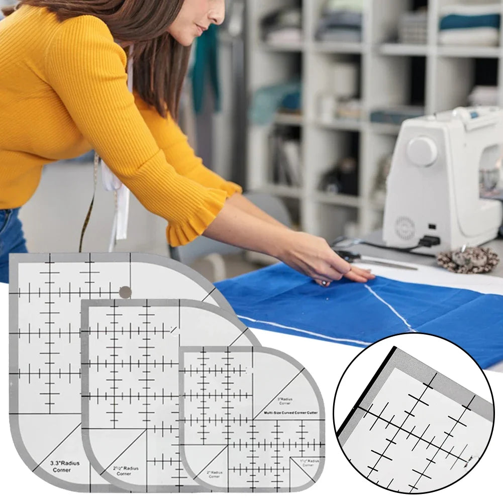 Acrylic Non-Slip Curved Corner Cutter Ruler | Quilting Template
