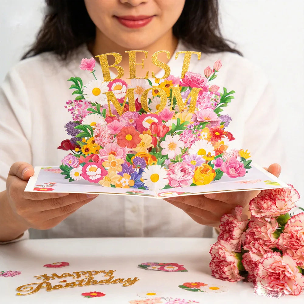 3D Pop-up Greeting Card Envelope Mothers Day Mom Thanksgiving Perfect