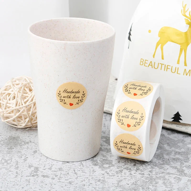 500 Thank You Stickers – Round Kraft Paper Seal Labels Roll