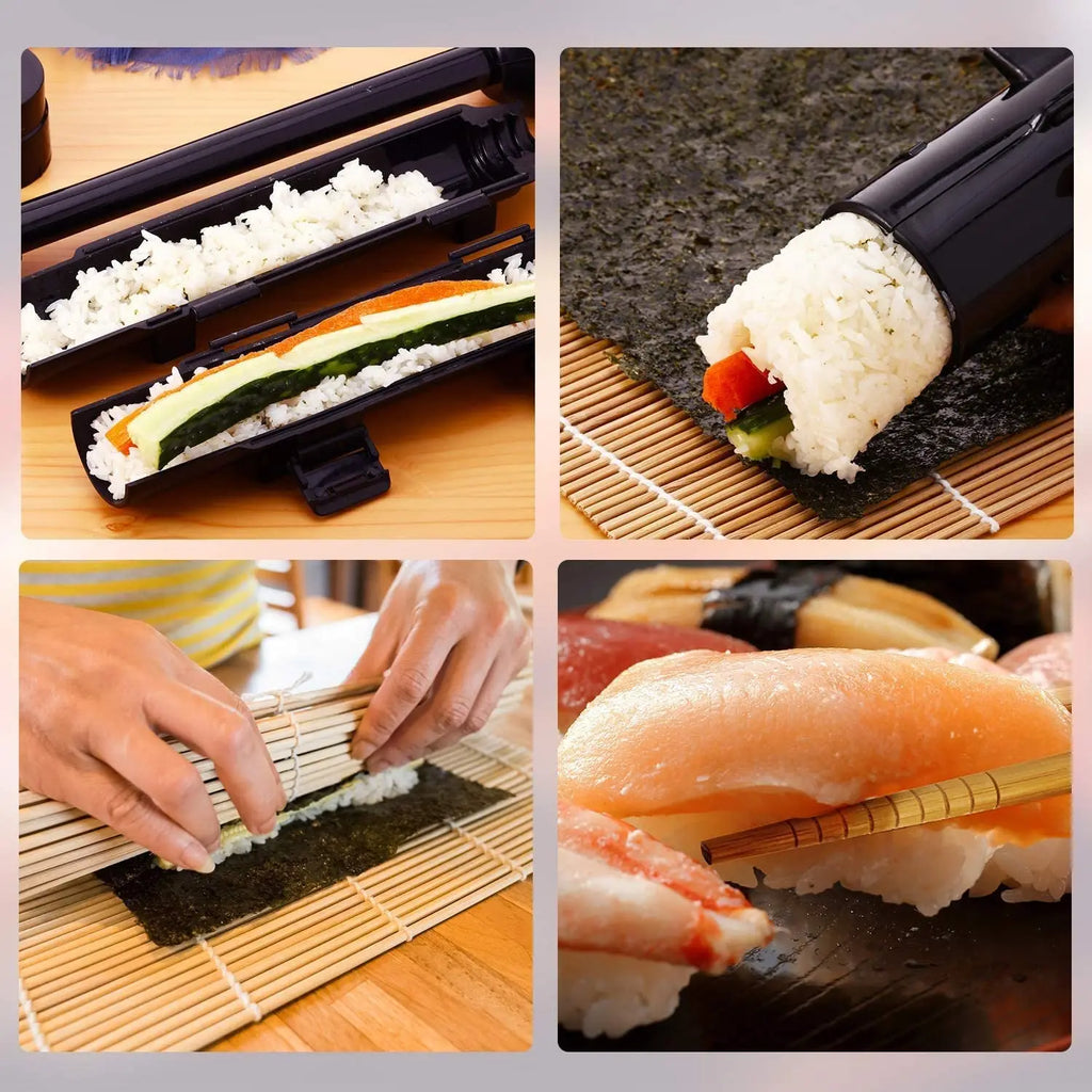 Sushi Maker Bazooka Machine Rice Mold Bamboo Rolling Mat Paddle DIY