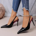 YBQJOO Pleated Hollow Buckle Strap Women High Heel Sandals