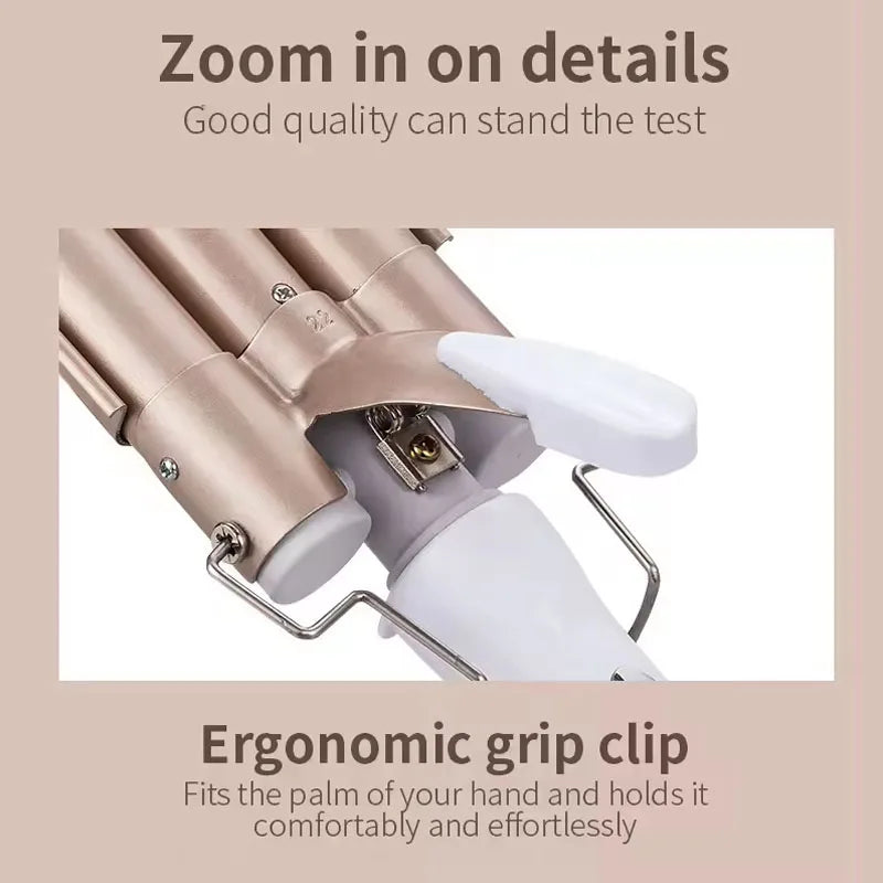 3 Barrel Ceramic Ionic Hair Waver | LCD Curling Iron