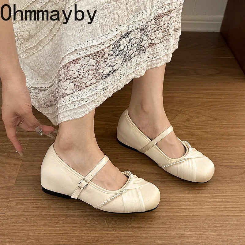 Satin Mary Jane Flats – Women's Elegant Party Dress Shoes