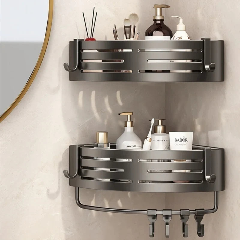 No-Drill Suction Cup Corner Shelf | Bathroom Shampoo Holder