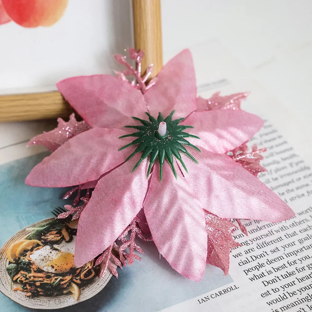 Artificial Allium Flowers Flocked Fabric Powdered Christmas