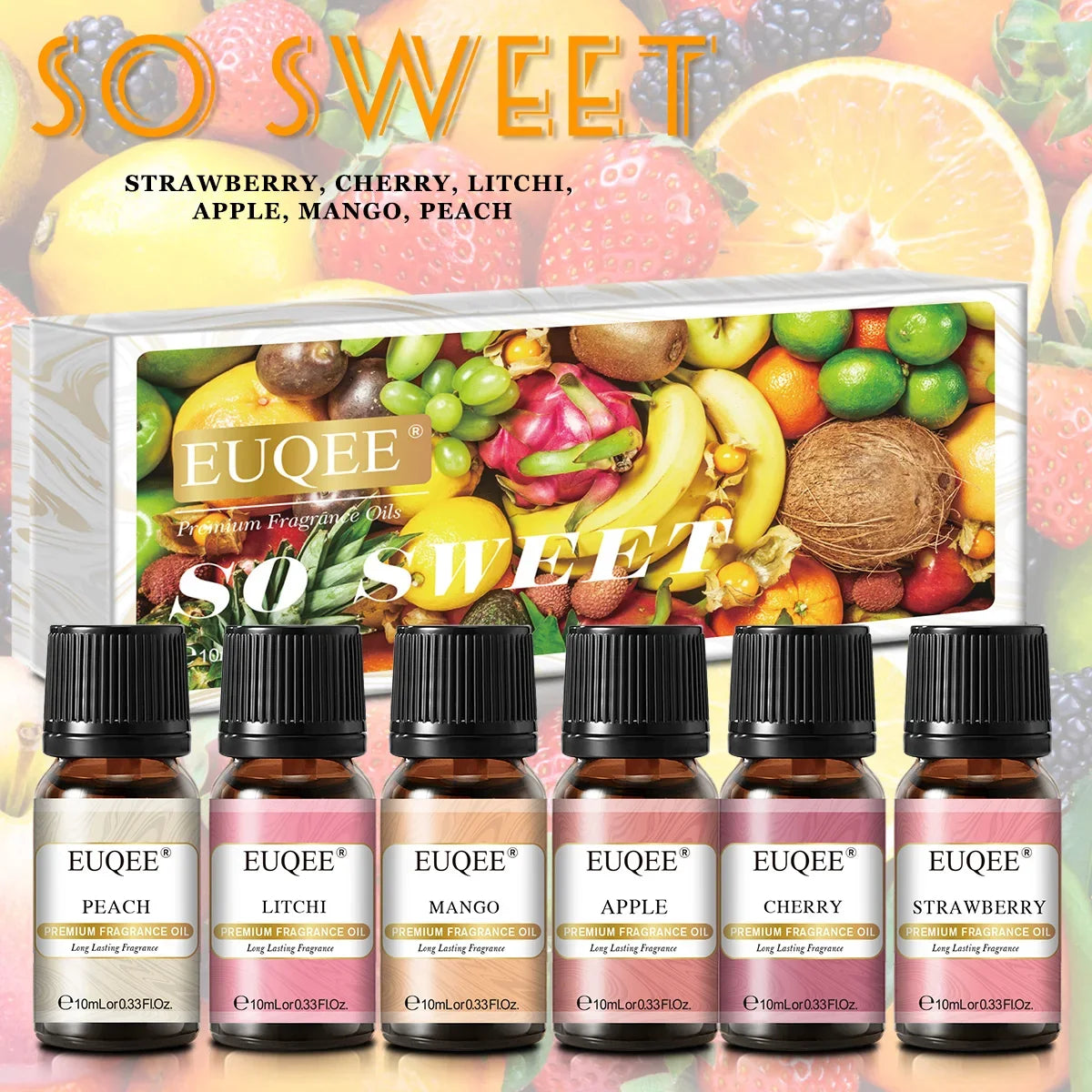 EUQEE 6-Piece Fragrance Oil Set – Reed Diffuser & Candle Making