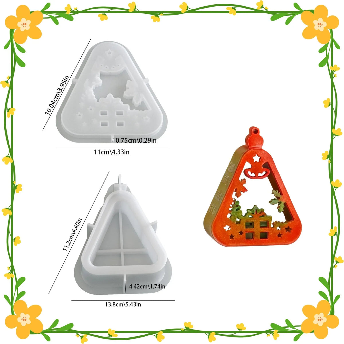 Christmas Triangle Candlestick Silicone Mold Santa Claus Snowman Tree