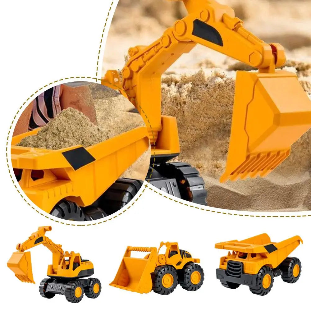 Kids 3-in-1 Inertia Construction Truck Toy – Digger Bulldozer