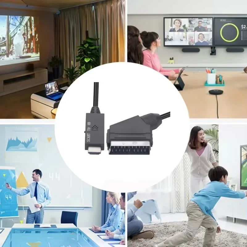 SCART to HDMI Converter Adapter – 1080P Video & Audio