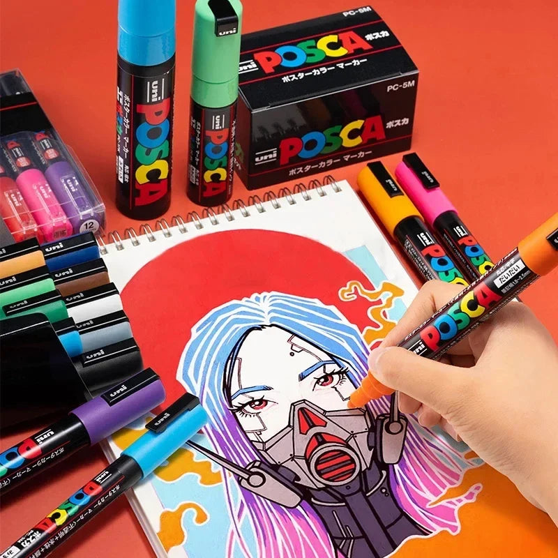 Uni POSCA Acrylic Paint Markers PC-1M 3M 5M – Multi-Colour