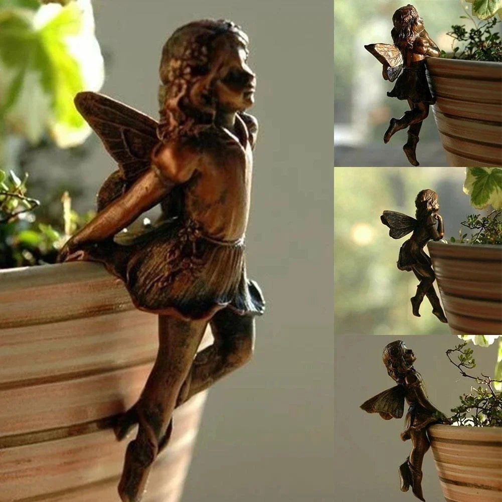 Fairy Angel Pot Hugger Resin Figurine – Garden Cup Hanger