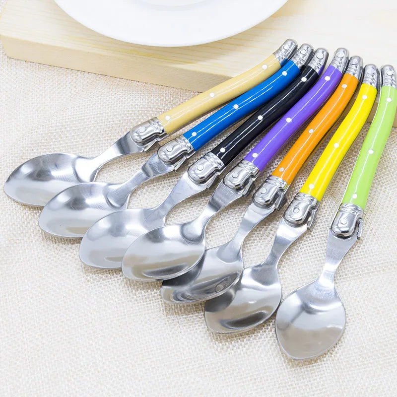 6-Piece Laguiole Stainless Steel Spoon Set – Black & Red