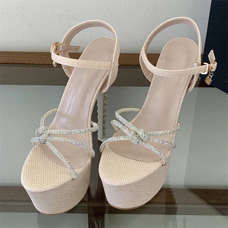Women's Crystal Rivet High Heel Sandals – Party Pumps