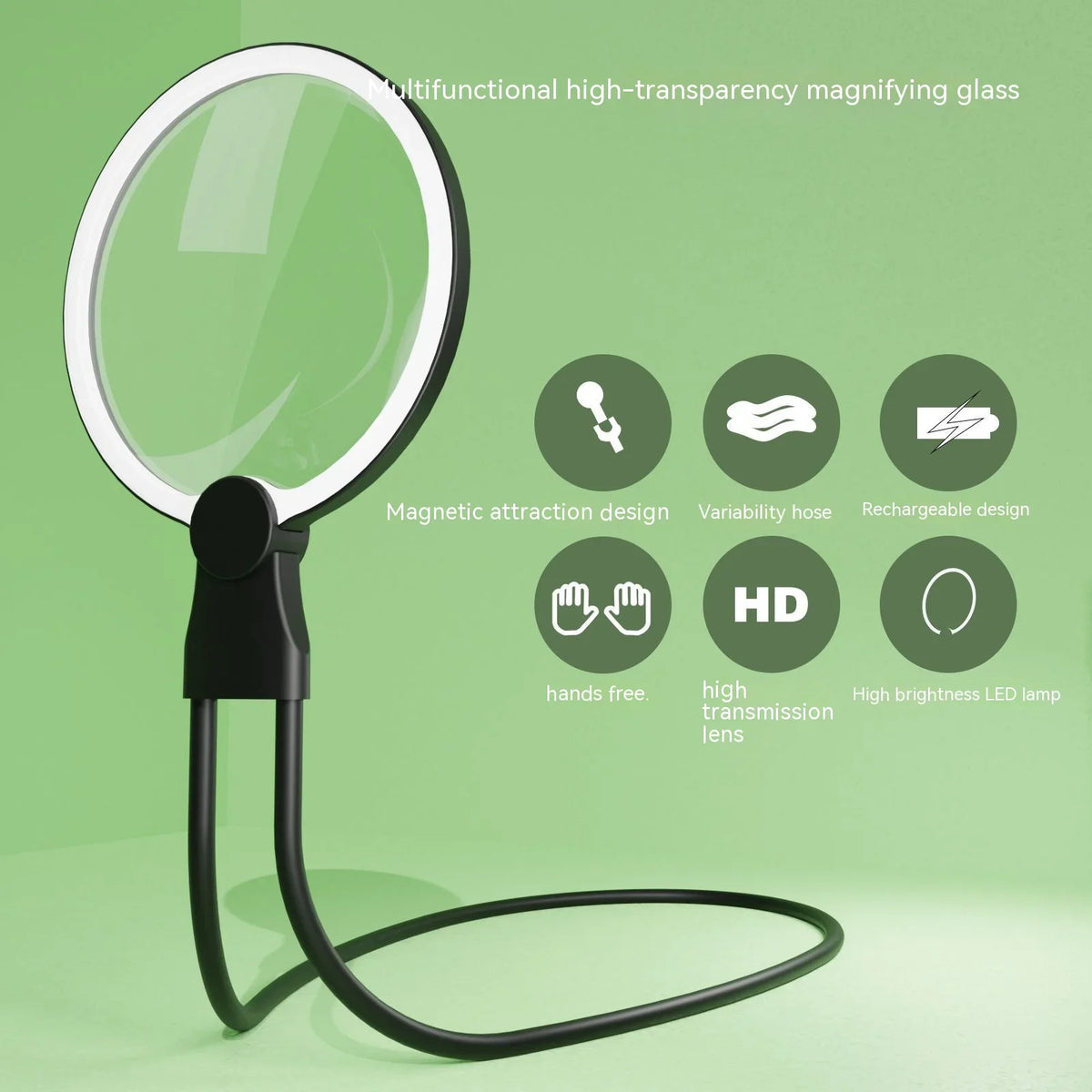 Large Screen Acrylic Magnifying Glass – Hands-Free Desktop & Neck