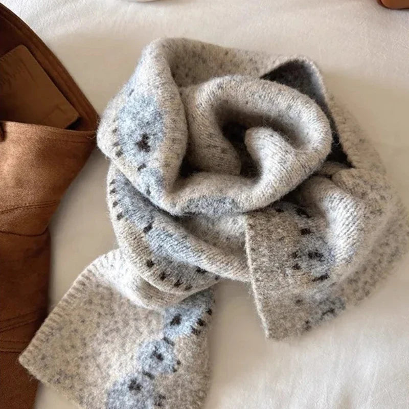 Korean Sheep Knitted Winter Scarf – Thick Windproof Unisex