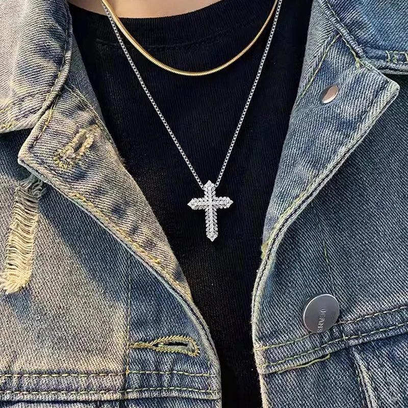 Huitan Crystal Cross Pendant Necklace | Cubic Zirconia Women