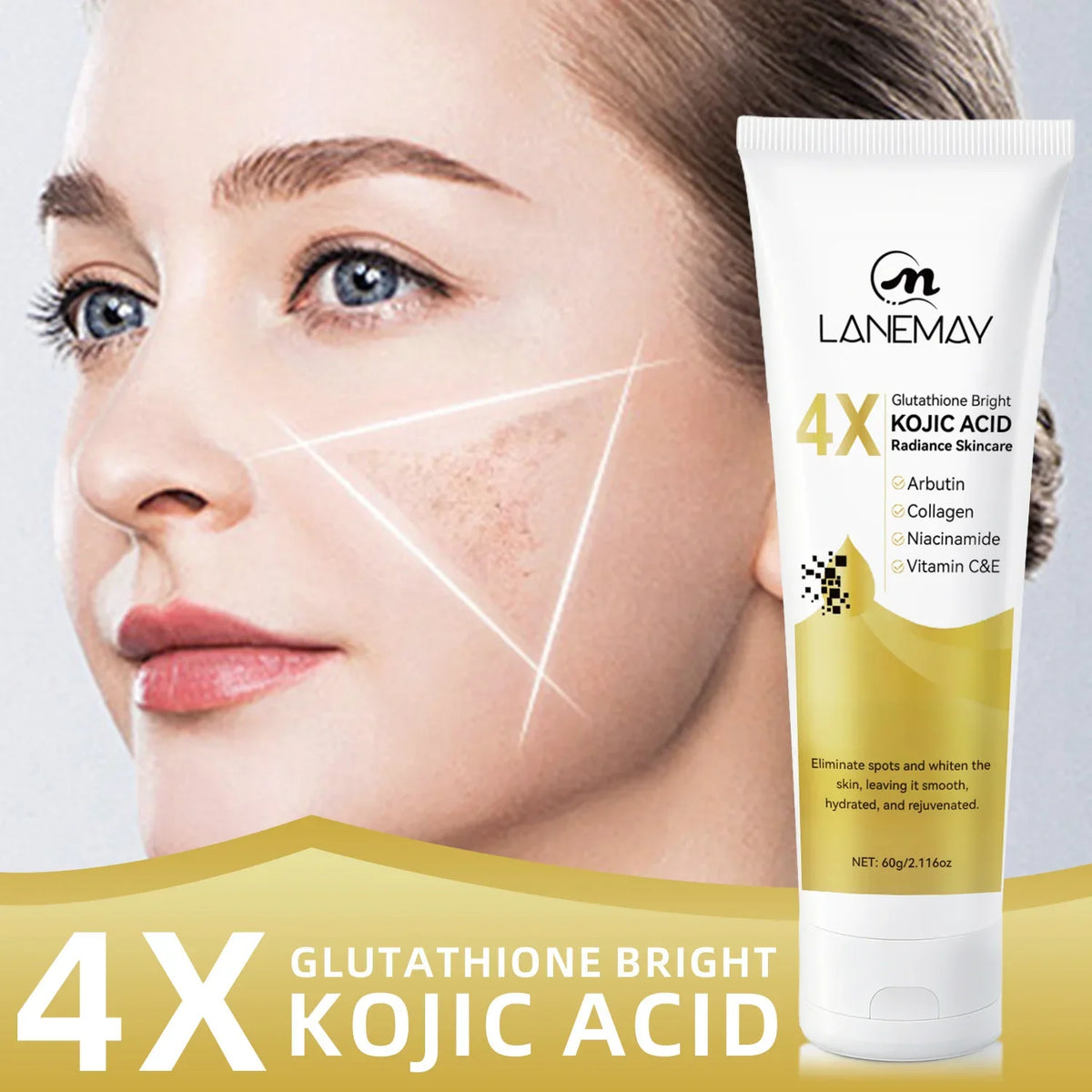 Glutathione & Kojic Acid Brightening Cream – Even Tone, 60g