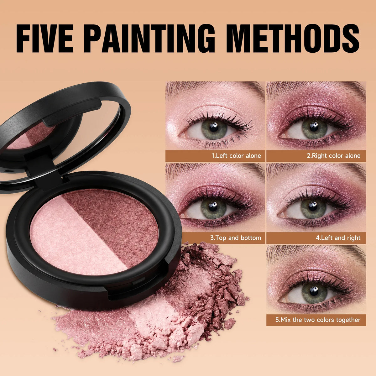 Shimmer Duo Eyeshadow Palette – Pearlescent Glitter 2-Shade Compact