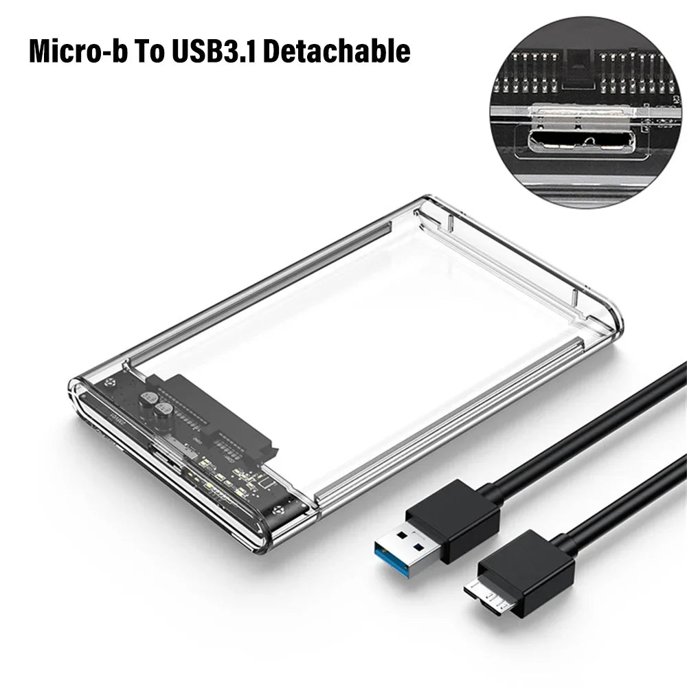 Transparent External Hard Drive Case HDD SSD Micro-b USB3 1 4TB