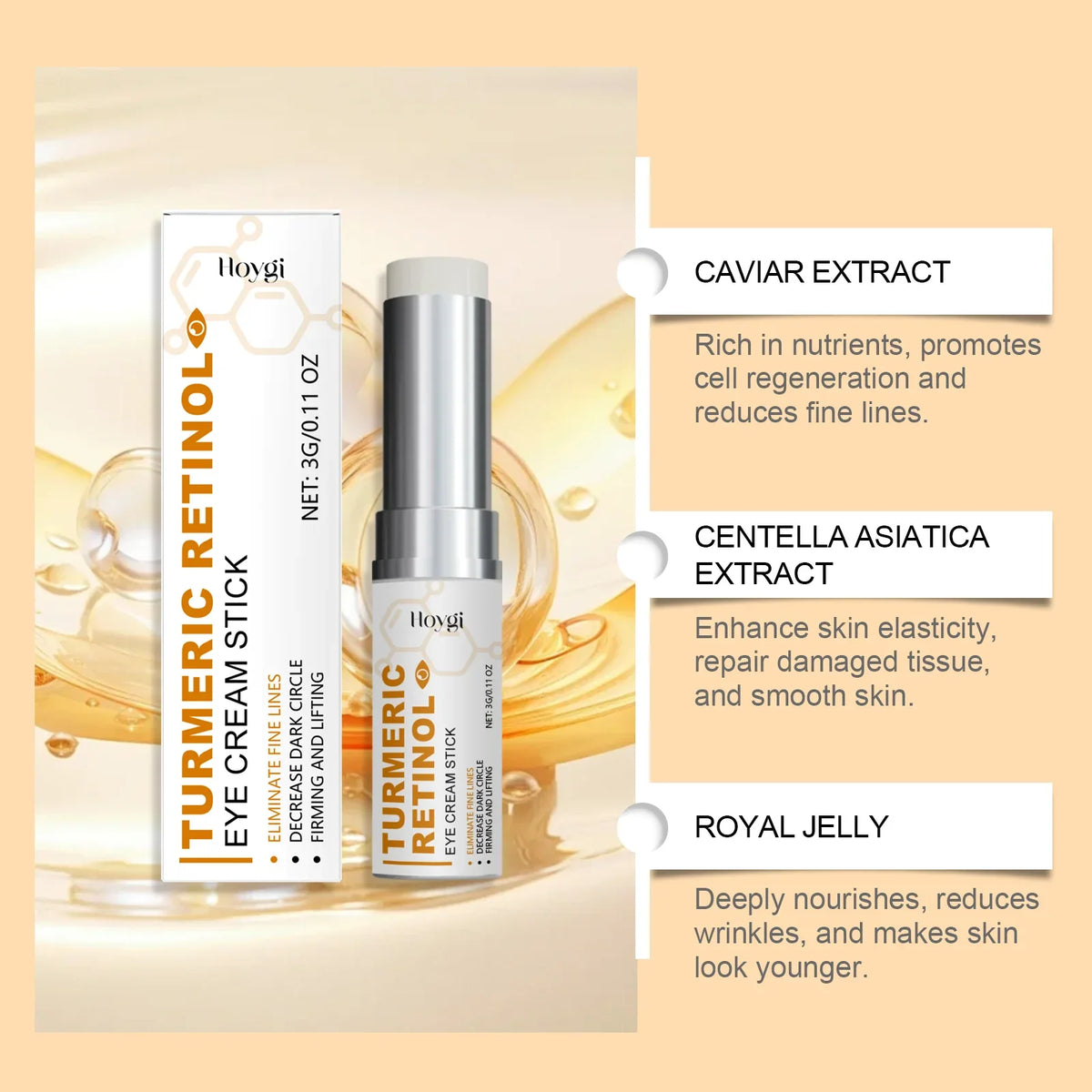 Hoygi Turmeric Retinol Eye Serum Stick – Dark Circles & Lines