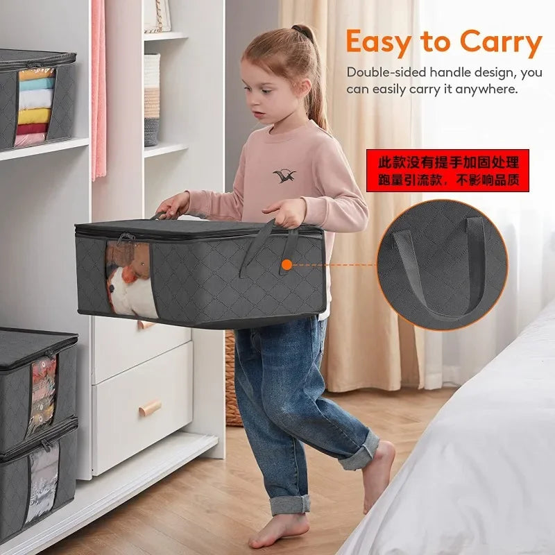 Foldable Blanket & Clothes Storage Bags | 3-Layer Non-Woven