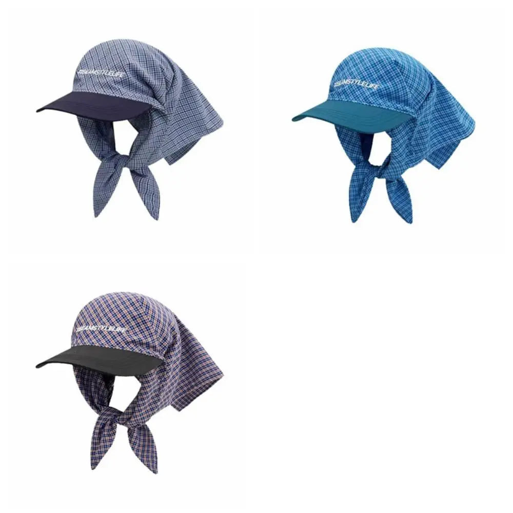 Y2K Plaid Bandana Baseball Cap – Unisex Hip-Hop Headscarf Hat